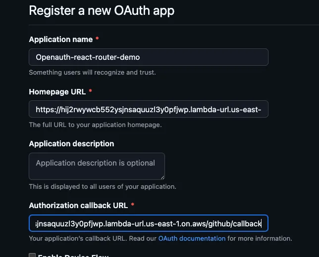 GitHub OAuth Application